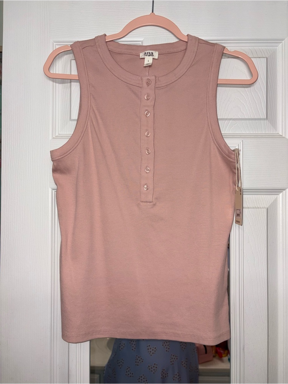 a.n.a Blush Tank Henley with Button Placket